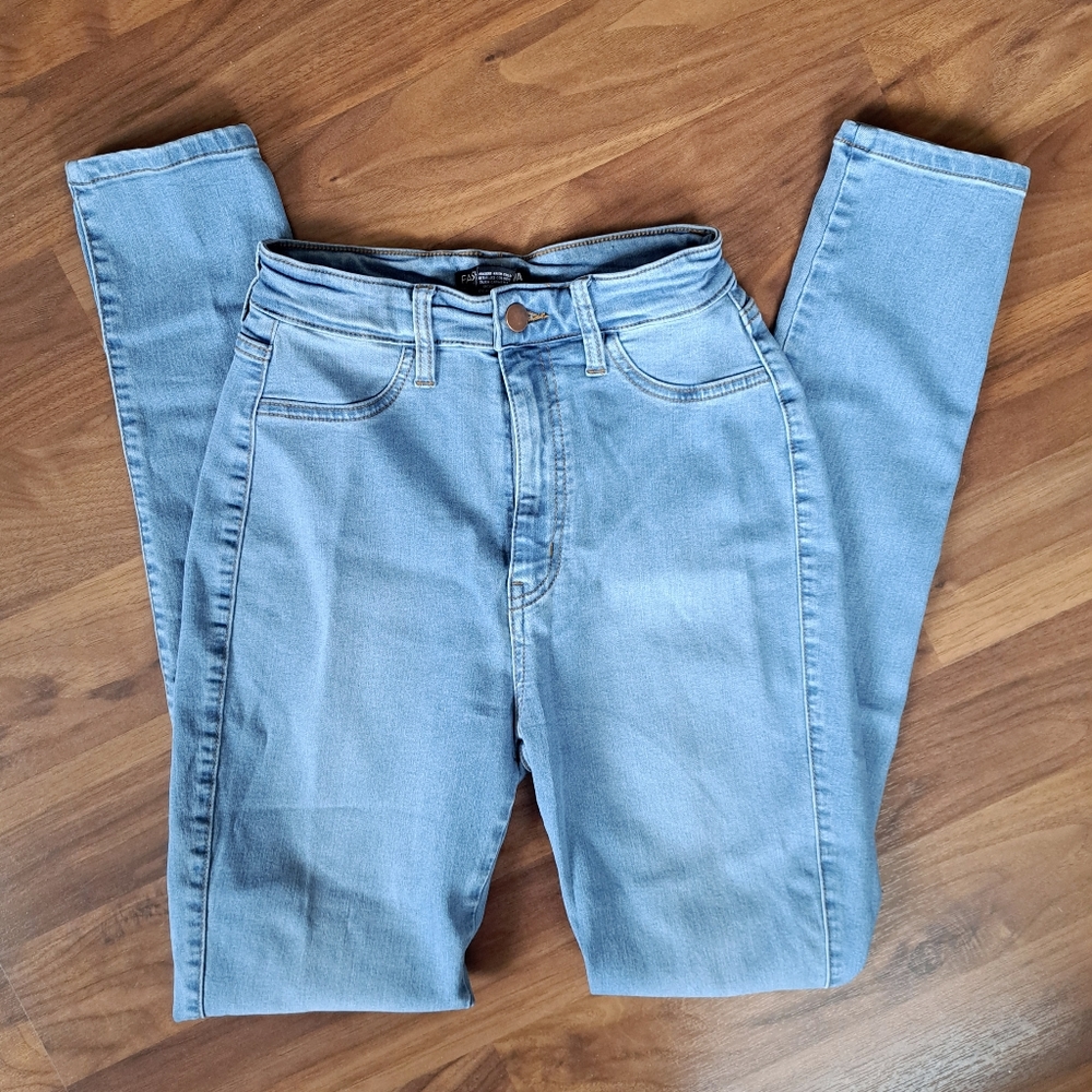 Juniors Size 7 Fashion Nova Blue Skinny High Rise Jeans